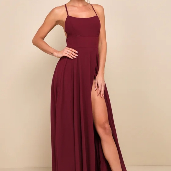 NWOT Lulu's Burgundy Backless Maxi Dress Size 1X=16/18 - Picture 6 of 6